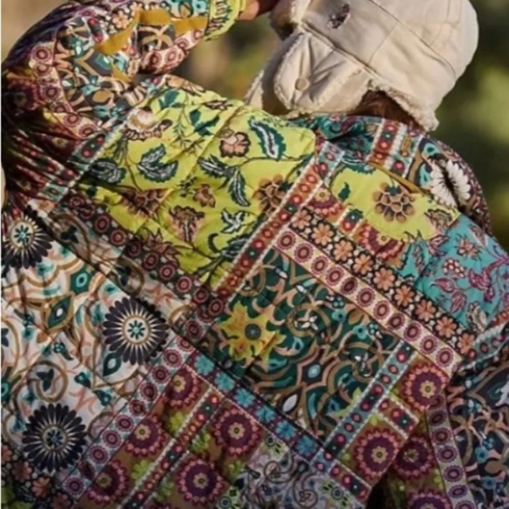 Free People Multicolor Patterned Puffer Jacket